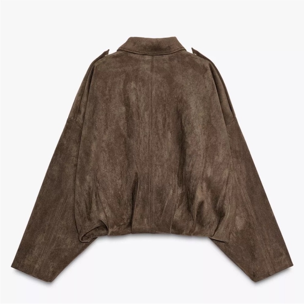 Zara Suede Effect Bomber Jacket - Picture 3 of 3